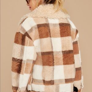 Brown multi-plaid women’s jacket- brand new